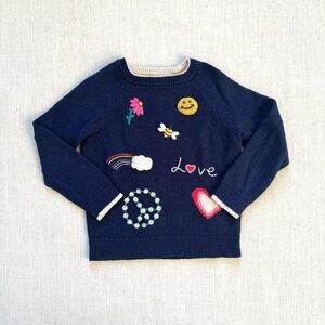 Mini Boden Navy Kids Embroidered Sweater  5/6 (read)